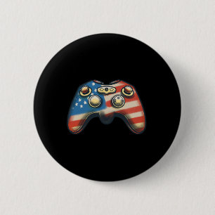 Of July Shirt Video Game Gamer Kids Boys Men Usa F 6 Cm Round Badge