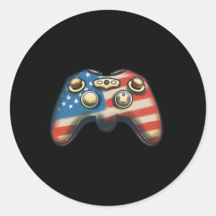 Of July Shirt Video Game Gamer Kids Boys Men Usa F Classic Round Sticker