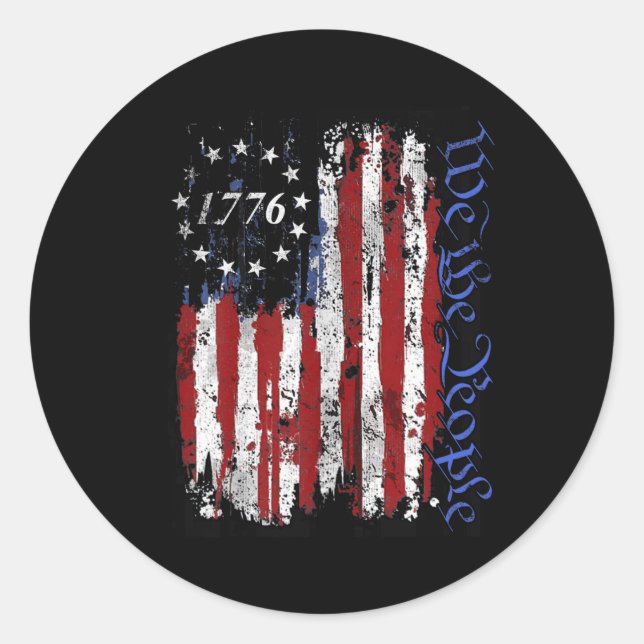 Of July Shirts We The People 1776 Usa Flag Jet Fig Classic Round Sticker (Front)