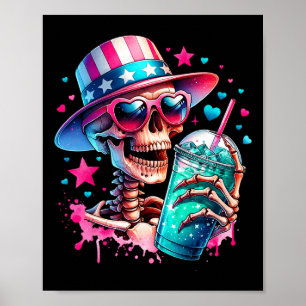 Of July Skeleton Retro Trendy Mum Skull Mama Life  Poster