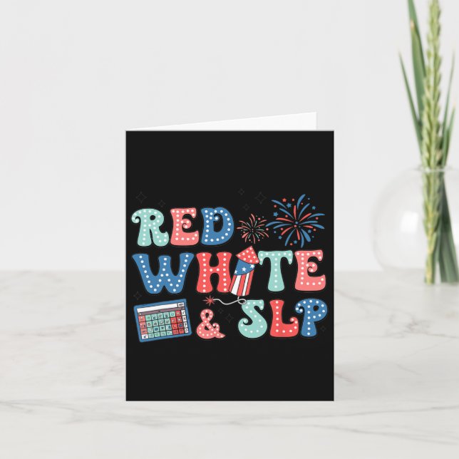 Of July Speech Therapy Red White Slp Speech Pathol Card (Front)