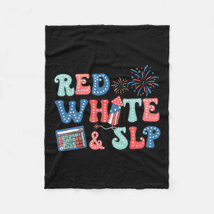 Of July Speech Therapy Red White Slp Speech Pathol Fleece Blanket