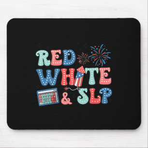 Of July Speech Therapy Red White Slp Speech Pathol Mouse Pad