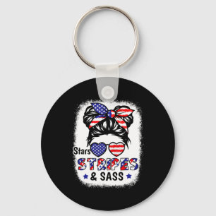 Of July Star Stripes S Usa Flag Patriotic Kids Gir Key Ring
