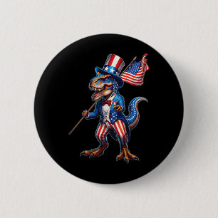 Of July T-rex Usa Patriotic American Flag Dinosaur 6 Cm Round Badge