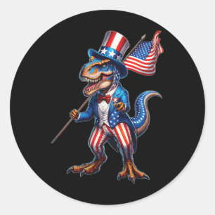 Of July T-rex Usa Patriotic American Flag Dinosaur Classic Round Sticker