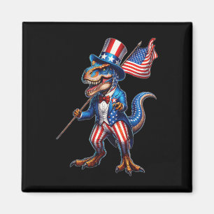 Of July T-rex Usa Patriotic American Flag Dinosaur Magnet