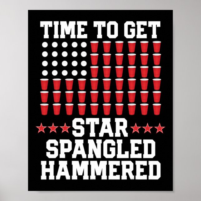 Of July T Shirt Gift Beer Pong American Flag Drink Poster (Front)