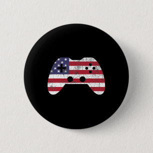 Of July T Shirt Video Game Gamer Kids Boys Men Usa 6 Cm Round Badge