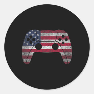 Of July T Shirt Video Game Gamer Kids Boys Men Usa Classic Round Sticker