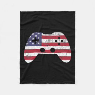 Of July T Shirt Video Game Gamer Kids Boys Men Usa Fleece Blanket