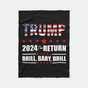 Of July Trump 2024 Drill Ba  Fleece Blanket