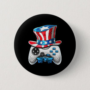 Of July Video Game American Flag Uncle Sam Gamer B 6 Cm Round Badge