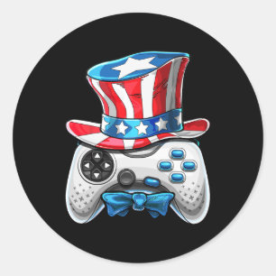 Of July Video Game American Flag Uncle Sam Gamer B Classic Round Sticker