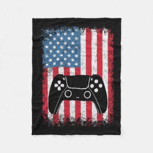 Of July Video Game Gamer Kids Boys Men Usa T Shirt Fleece Blanket