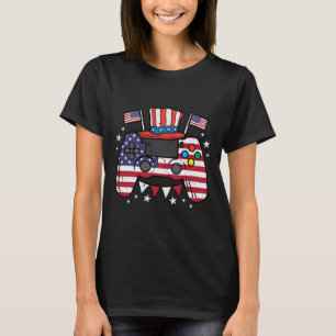 Of July Video Gamer Us Flag Gaming Patriot Boys Ki T-Shirt