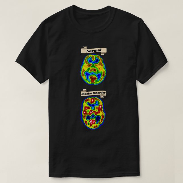 of Normal vs Bipolar brain scan T-Shirt (Design Front)