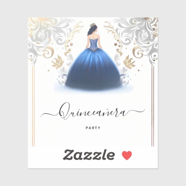 Of Ombre ivory Ice Sky Gold Royal Blue Quinceanera (Sheet)