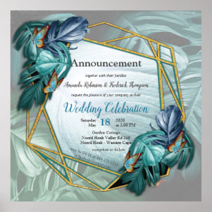 of Paradise Tropical Splash in Blues, Turquoise Poster