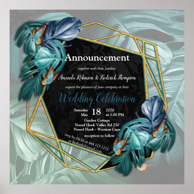 of Paradise Tropical Splash in Blues, Turquoise Poster (Front)