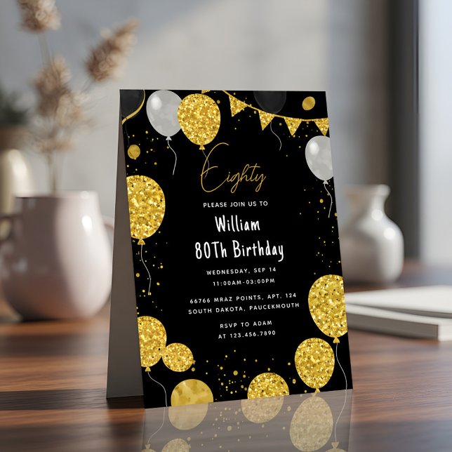 Of Retro Fun Adult Humour Happy Chic 80th Birthday Invitation (Creator Uploaded)