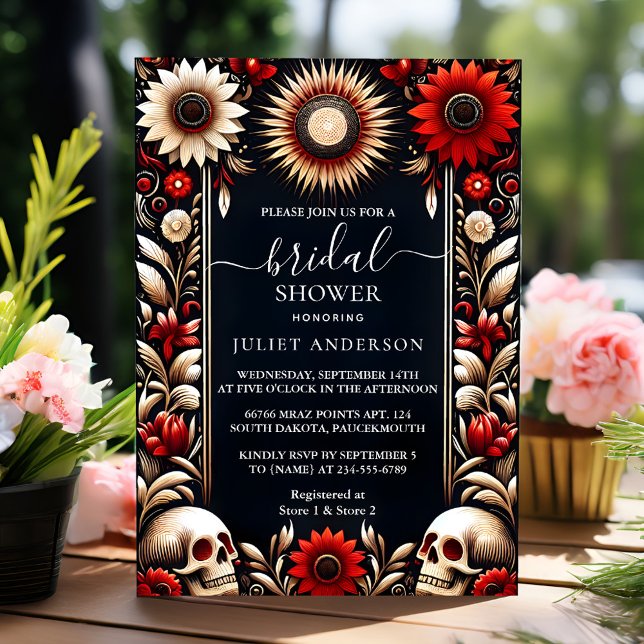 Of Ruby Claret White Heart Red Black Bridal Shower Invitation (Creator Uploaded)