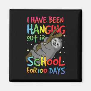 Of School Happy 100th Day 100 Hanging Kawaii Sloth Magnet