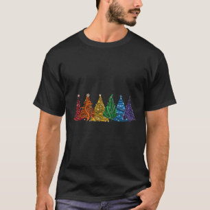Of Six Lgbtq Pride Rainbow Christmas Trees Vector T-Shirt