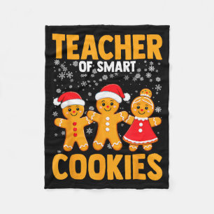 Of Smart Cookies Gingerbread Christmas Teacher Cut Fleece Blanket