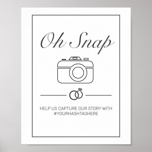 Of Snap Wedding Sign Modern Minimalist White Black (Front)
