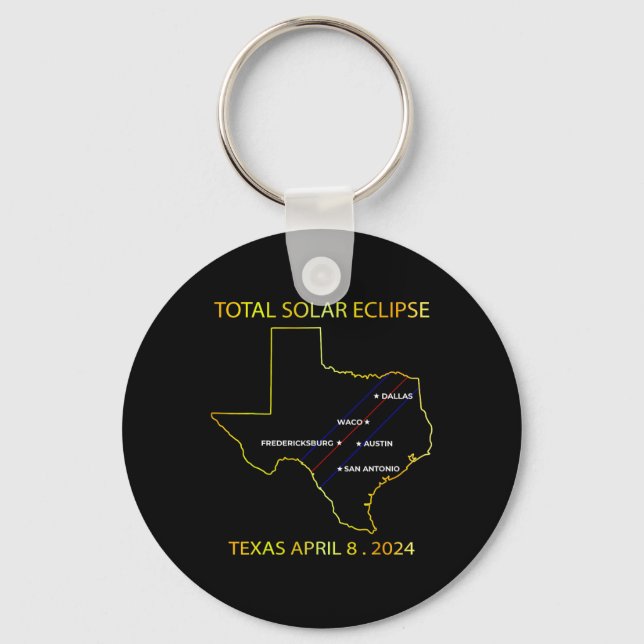 Of Solar Eclipse 2024 Interactive Map Texas Eclips Key Ring (Front)