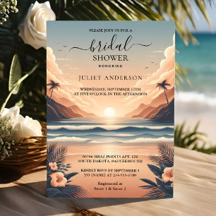 Of Summer Ocean Sea Beach Blue Water Bridal Shower Invitation
