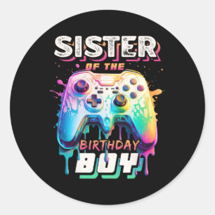 Of The Birthday Boy Matching Video Game Birthday 9 Classic Round Sticker
