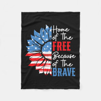 Of The Free Because Of The Brave Sunflower 4th Of  Fleece Blanket