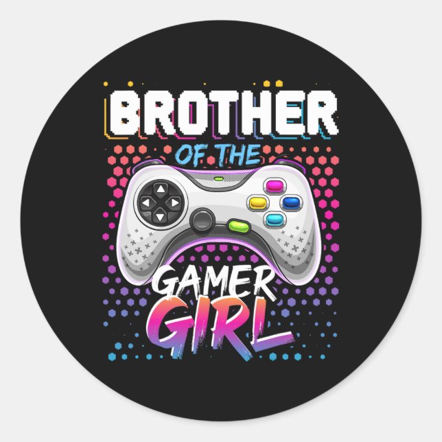 Of The Gamer Girl Matching Video Game Birthday Gif Classic Round Sticker (Front)