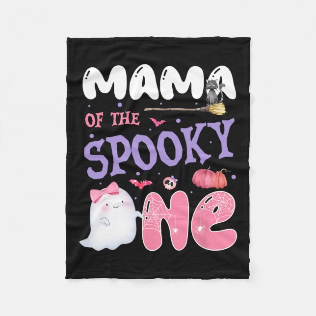 Of The Spooky One 1st Birthday Halloween Pink Ghos Fleece Blanket (Front)