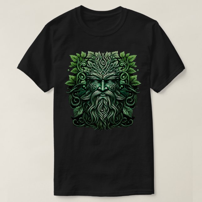 Of The Wood Traditional Pagan Celtic Greenman T-Shirt (Design Front)