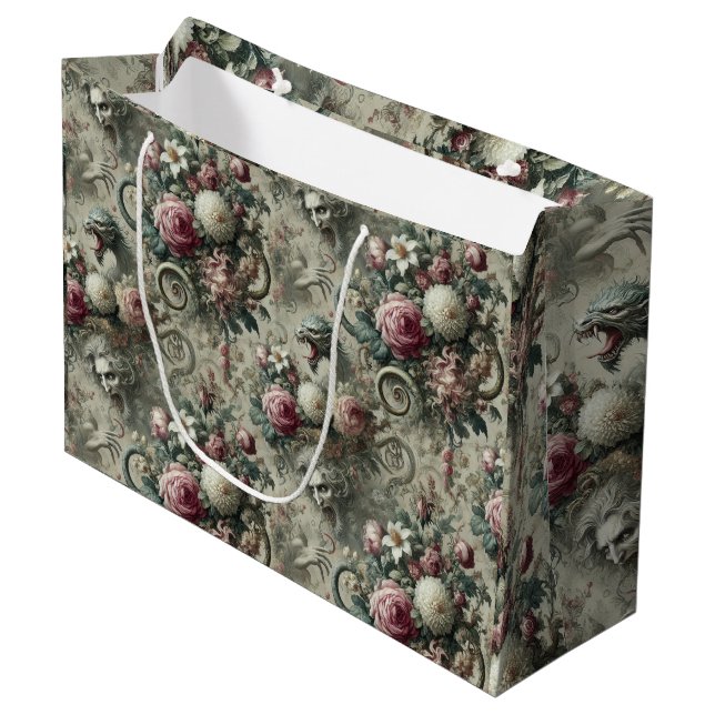 Of Tone & Tail – Gothic Victorian Design Large Gift Bag (Front Angled)