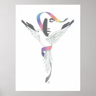 Of Woman with White Dove Poster