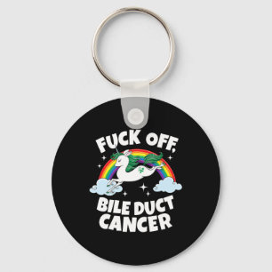 Off Bile Duct Cancer Fun Quote With Unicorn Rainbo Key Ring