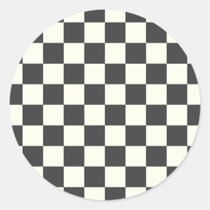 Off Black and Off White Chequerboard Classic Round Sticker