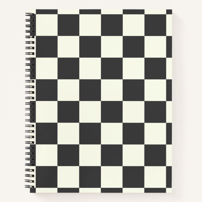 Off Black and Off White Chequerboard Notebook (Front)