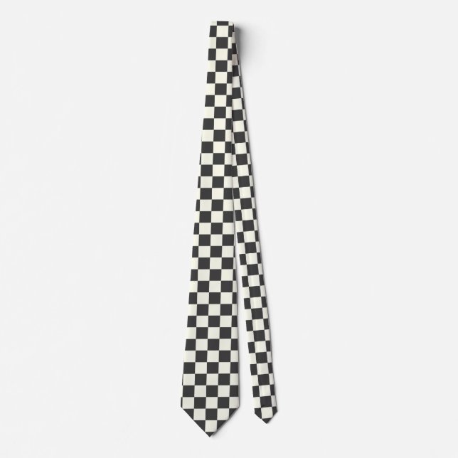 Off Black and Off White Chequerboard Tie (Front)