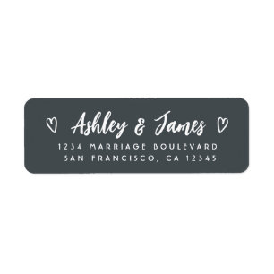 Off-Black Script Couple Wedding Return Address Label