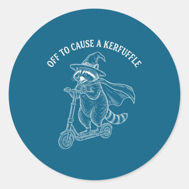 Off Cause Kerfuffle Raccoon Meme Classic Round Sticker (Front)