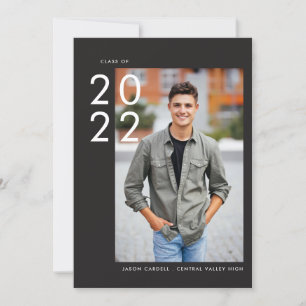 Off Centre   Dark   Photo Graduation Invitation