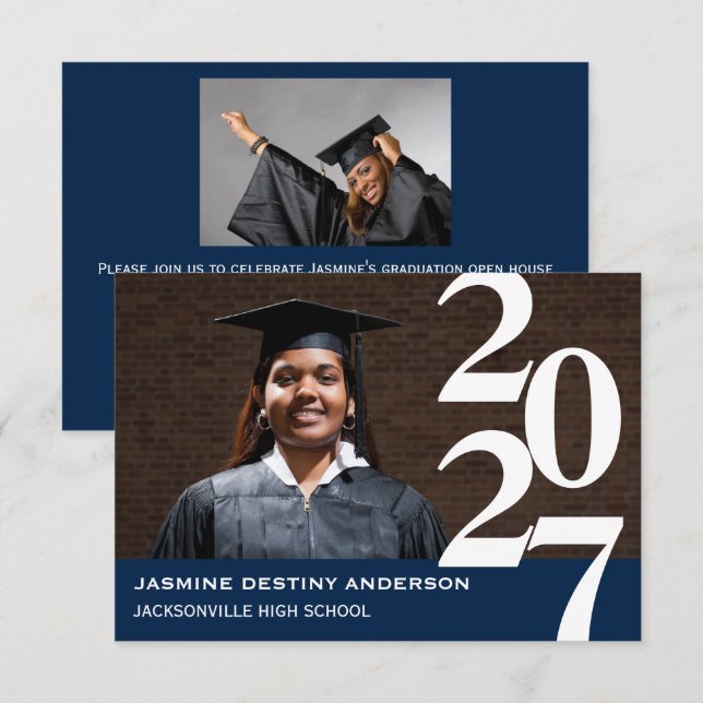 Off Centre Numbers - 3x5 Graduation Announcement (Front/Back)