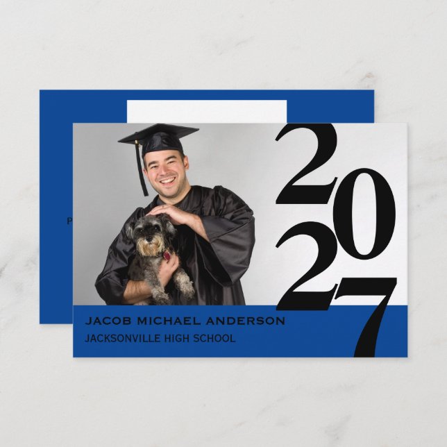 Off Centre Numbers - 3x5 Graduation Announcement (Front/Back)
