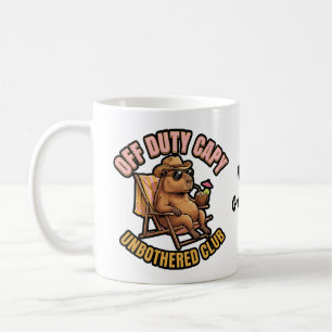 Off Duty Capybara Unbothered Club Retro Beach Art Coffee Mug