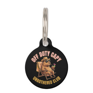 Off Duty Capybara Unbothered Club Retro Beach Art Pet Tag